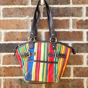 St. John's Bay Striped Shoulder Bag with Buckle